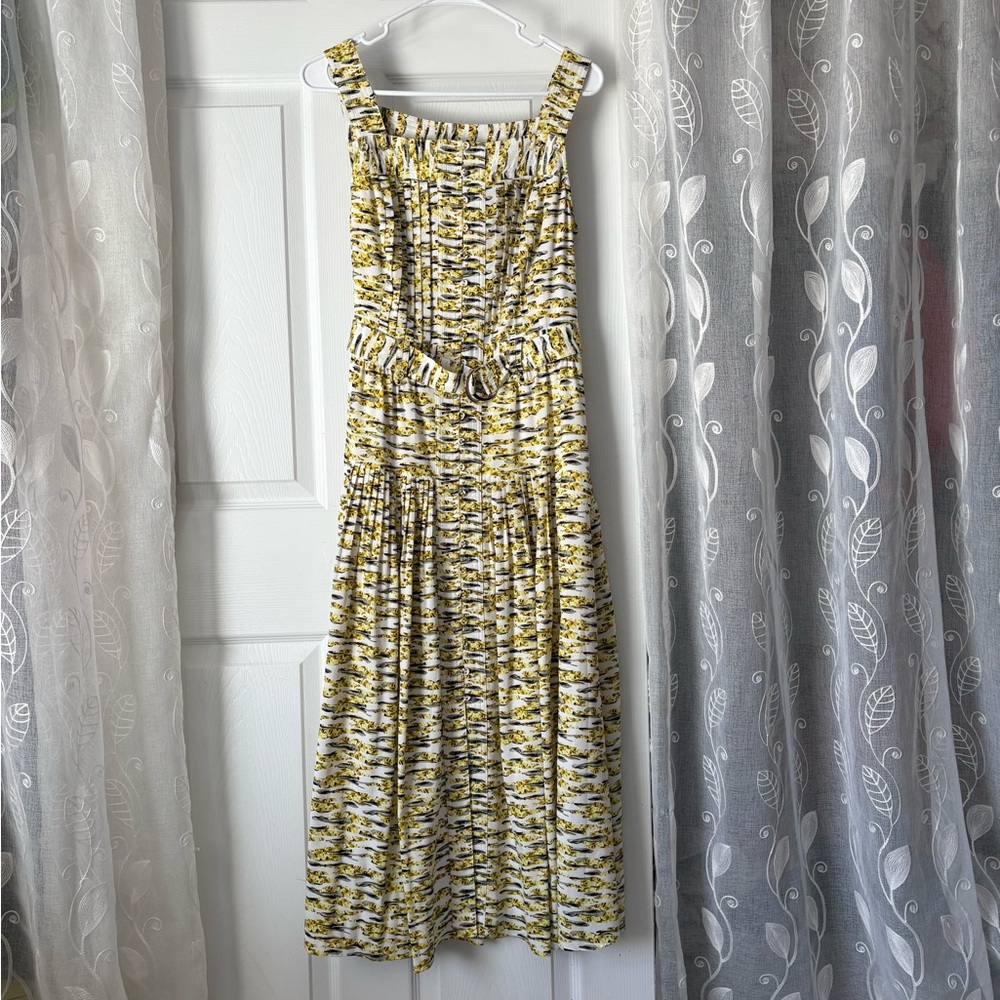 White House black market midi maxi dress pleated belted women size 8